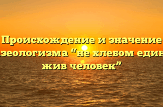 Происхождение и значение фразеологизма “не хлебом единым жив человек”