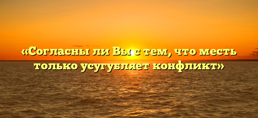 «Согласны ли Вы с тем, что месть только усугубляет конфликт»