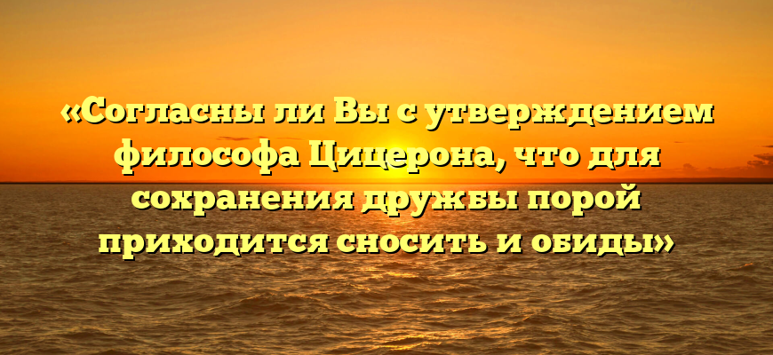 «Согласны ли Вы с утверждением философа Цицерона, что для сохранения дружбы порой приходится сносить и обиды»