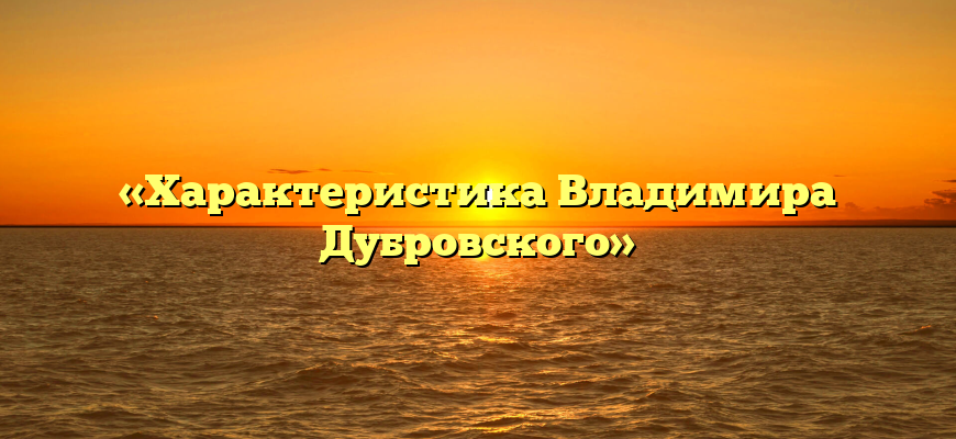 «Характеристика Владимира Дубровского»