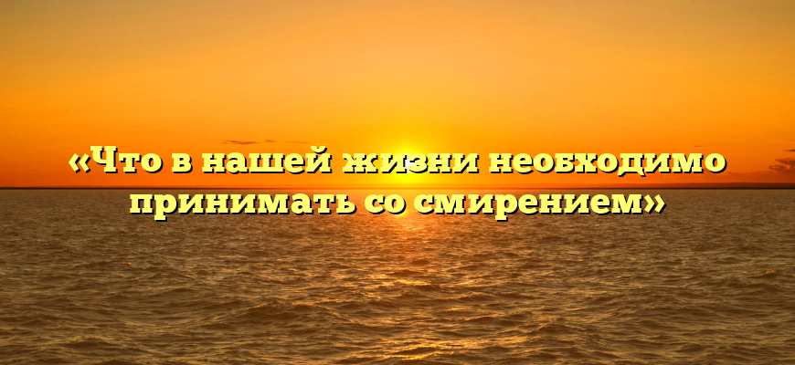 «Что в нашей жизни необходимо принимать со смирением»