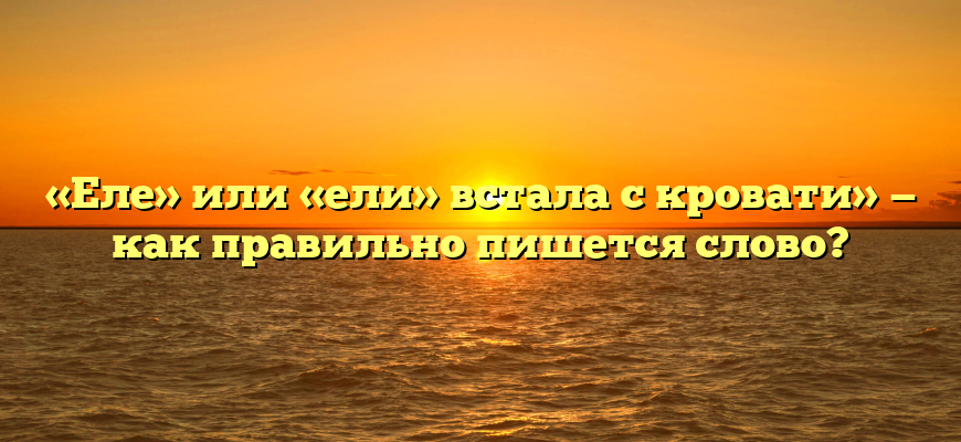 «Еле» или «ели» встала с кровати» — как правильно пишется слово?