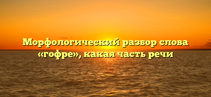 Морфологический разбор слова «гофре», какая часть речи