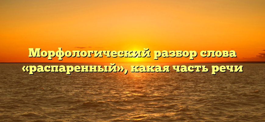 Морфологический разбор слова «распаренный», какая часть речи