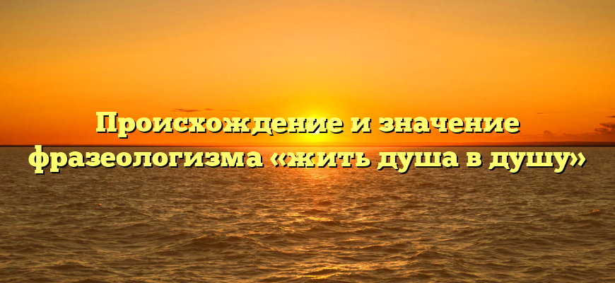 Происхождение и значение фразеологизма «жить душа в душу»