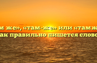 «Там же», «там-же» или «тамже» — как правильно пишется слово?
