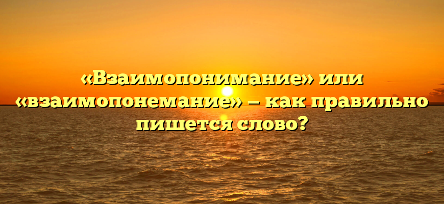 «Взаимопонимание» или «взаимопонемание» — как правильно пишется слово?