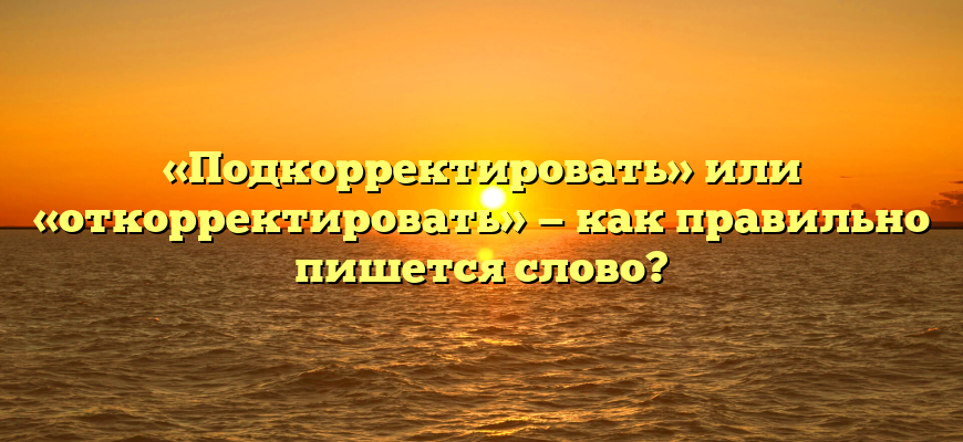 «Подкорректировать» или «откорректировать» — как правильно пишется слово?