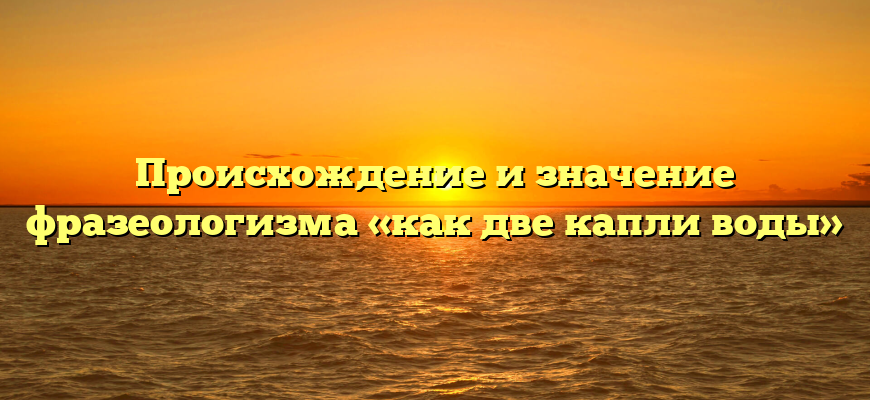 Происхождение и значение фразеологизма «как две капли воды»
