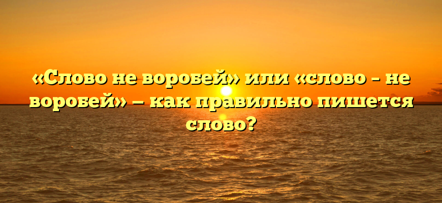 «Слово не воробей» или «слово – не воробей» — как правильно пишется слово?
