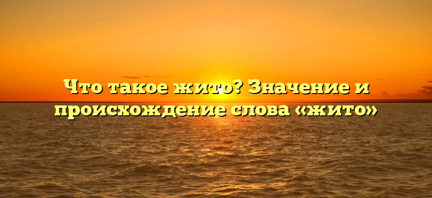 Что такое жито? Значение и происхождение слова «жито»
