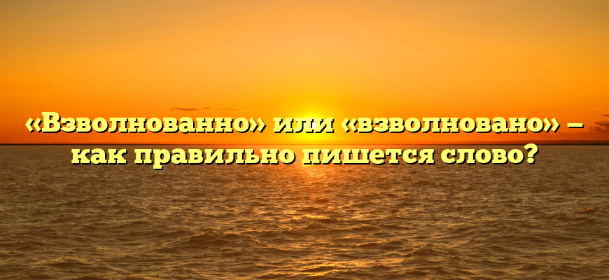 «Взволнованно» или «взволновано» — как правильно пишется слово?