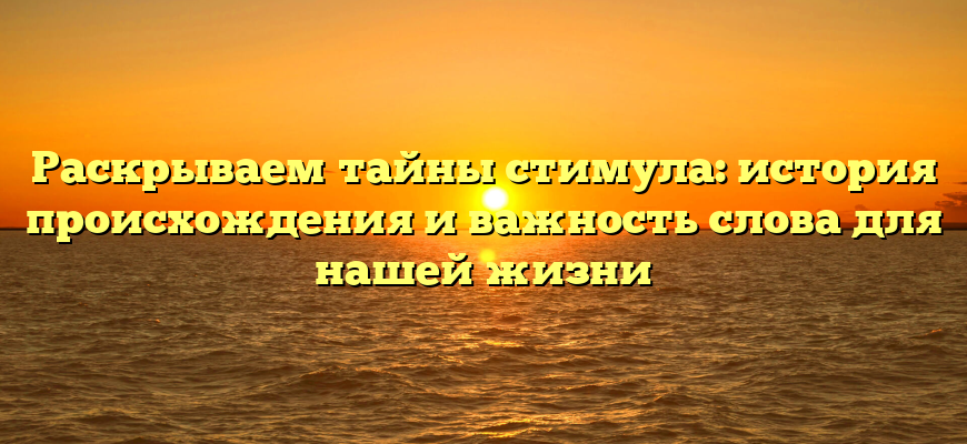 Раскрываем тайны стимула: история происхождения и важность слова для нашей жизни