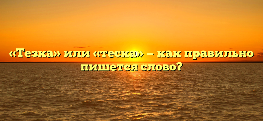 «Тезка» или «теска» — как правильно пишется слово?