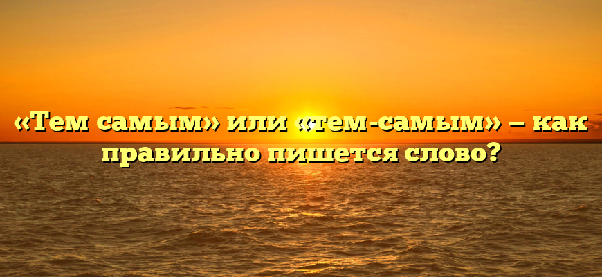 «Тем самым» или «тем-самым» — как правильно пишется слово?