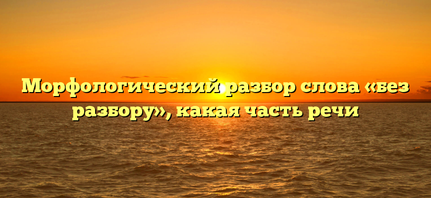 Морфологический разбор слова «без разбору», какая часть речи