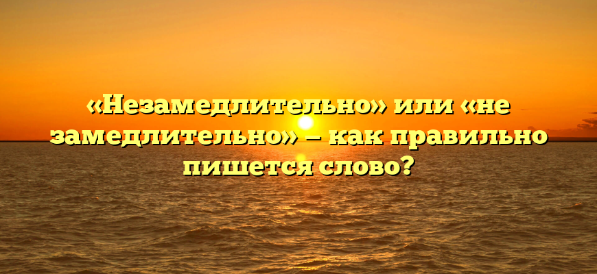 «Незамедлительно» или «не замедлительно» — как правильно пишется слово?