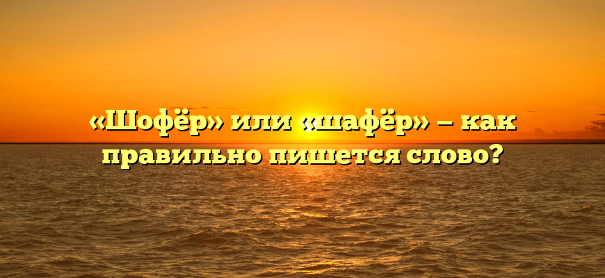 «Шофёр» или «шафёр» — как правильно пишется слово?