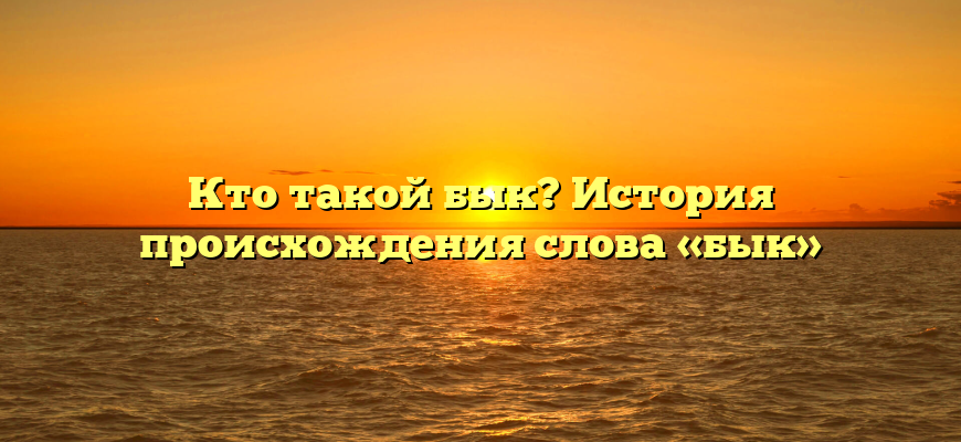 Кто такой бык? История происхождения слова «бык»
