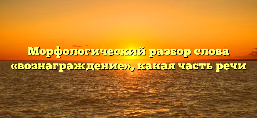Морфологический разбор слова «вознаграждение», какая часть речи
