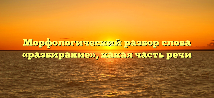 Морфологический разбор слова «разбирание», какая часть речи