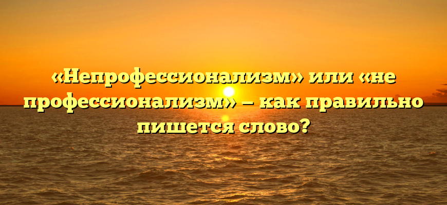 «Непрофессионализм» или «не профессионализм» — как правильно пишется слово?