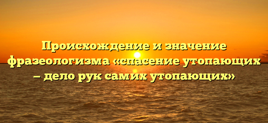Происхождение и значение фразеологизма «спасение утопающих — дело рук самих утопающих»