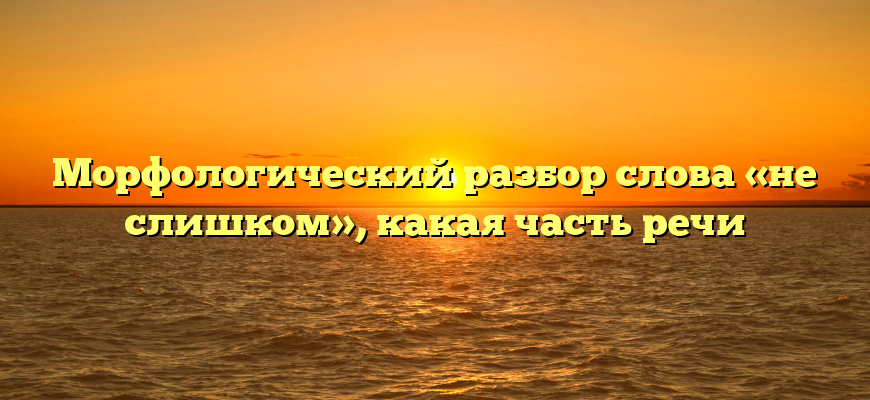 Морфологический разбор слова «не слишком», какая часть речи