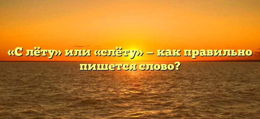 «С лёту» или «слёту» — как правильно пишется слово?